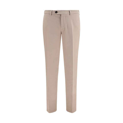 Beige Cotton Casual Pants
