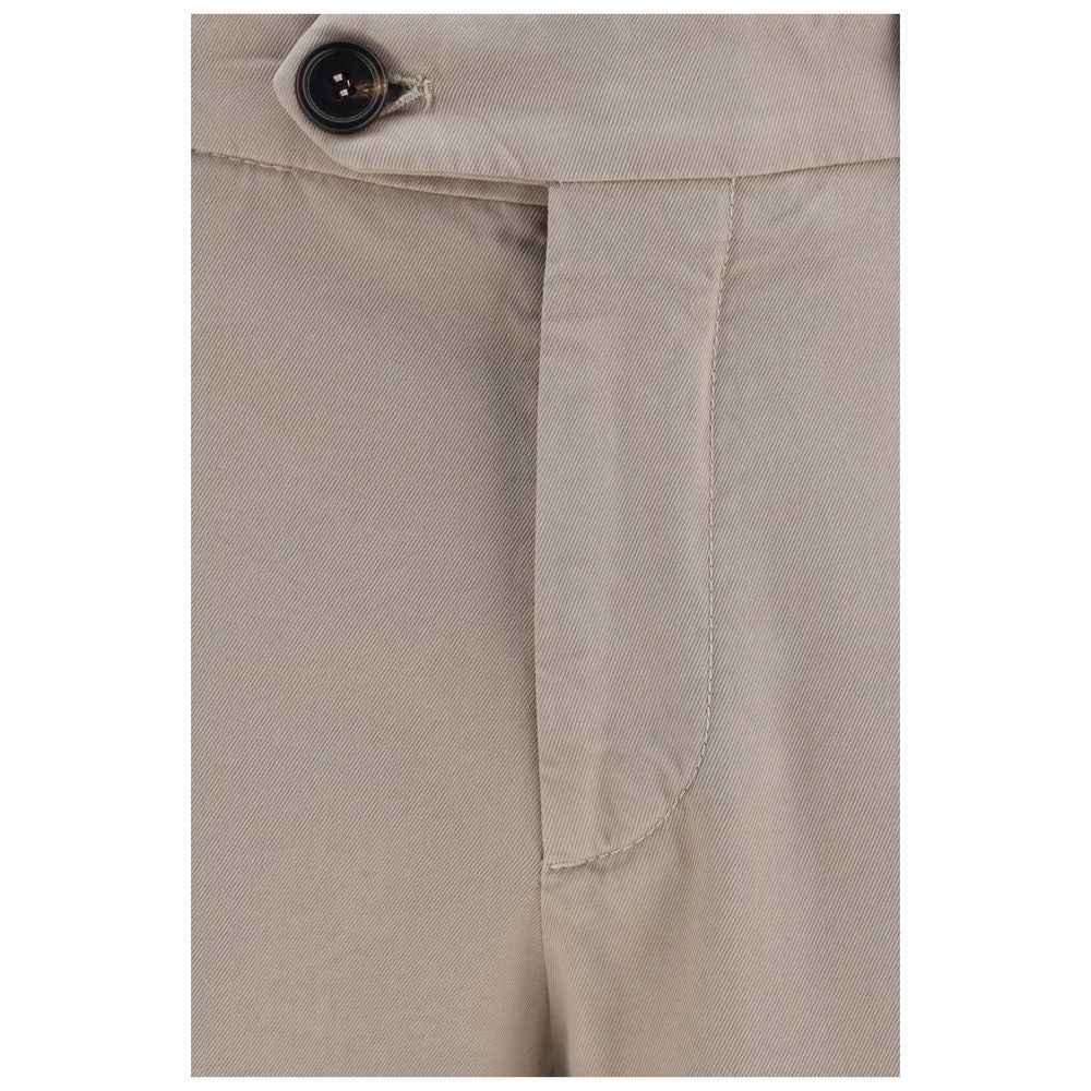 Beige Cotton Casual Pants