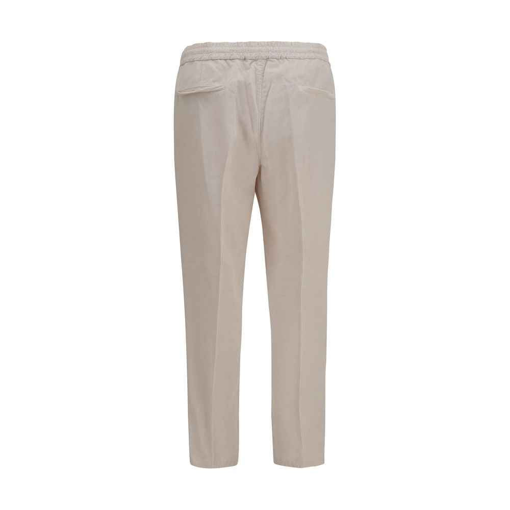 Beige Cotton Casual Pants
