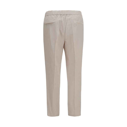 Beige Cotton Casual Pants