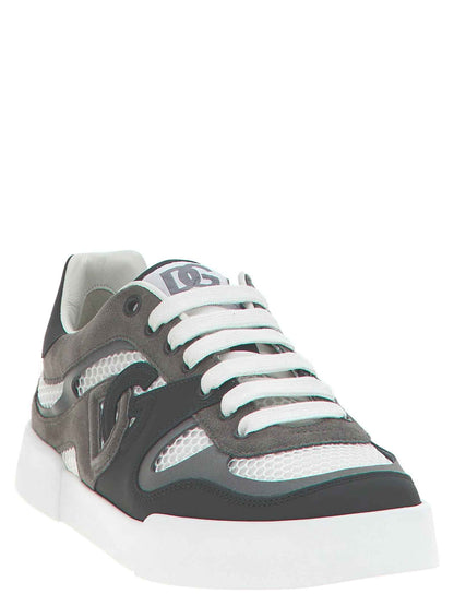 Gray Calfskin Athletic Sneakers