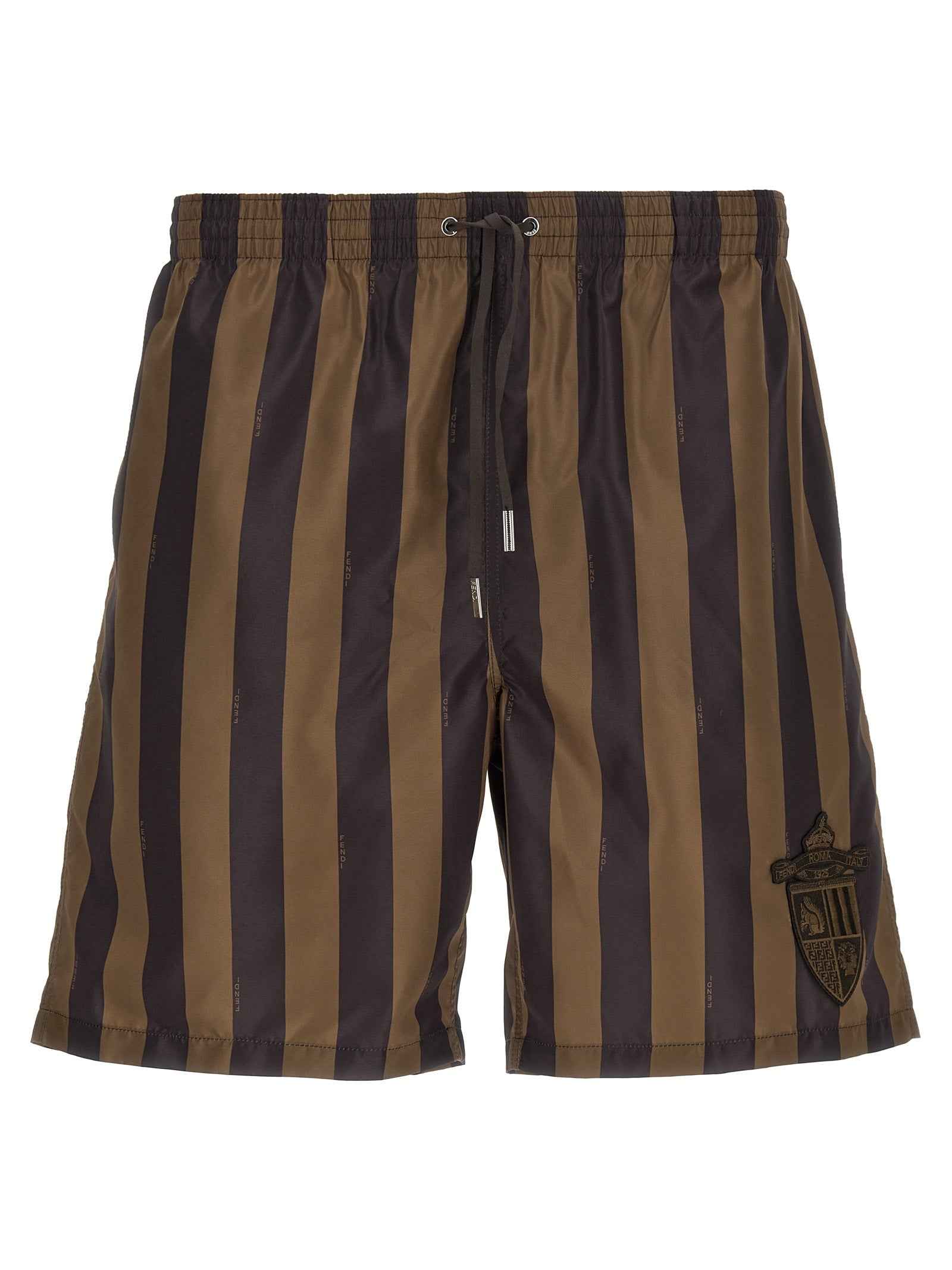 Brown Polyester Swim Shorts
