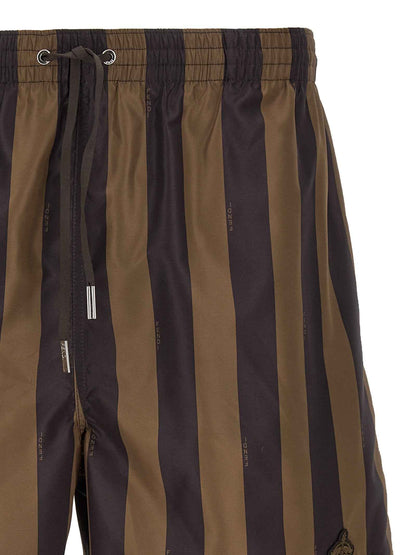 Brown Polyester Swim Shorts