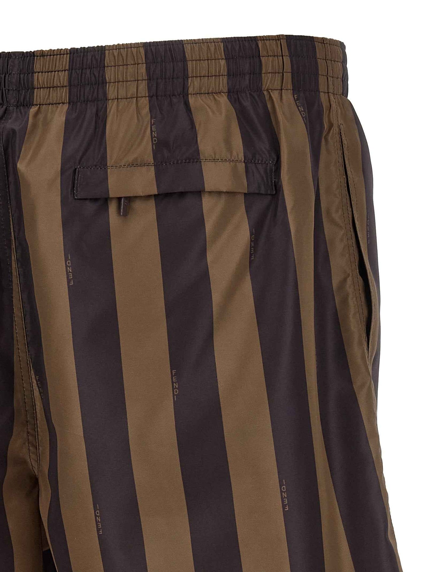 Brown Polyester Swim Shorts