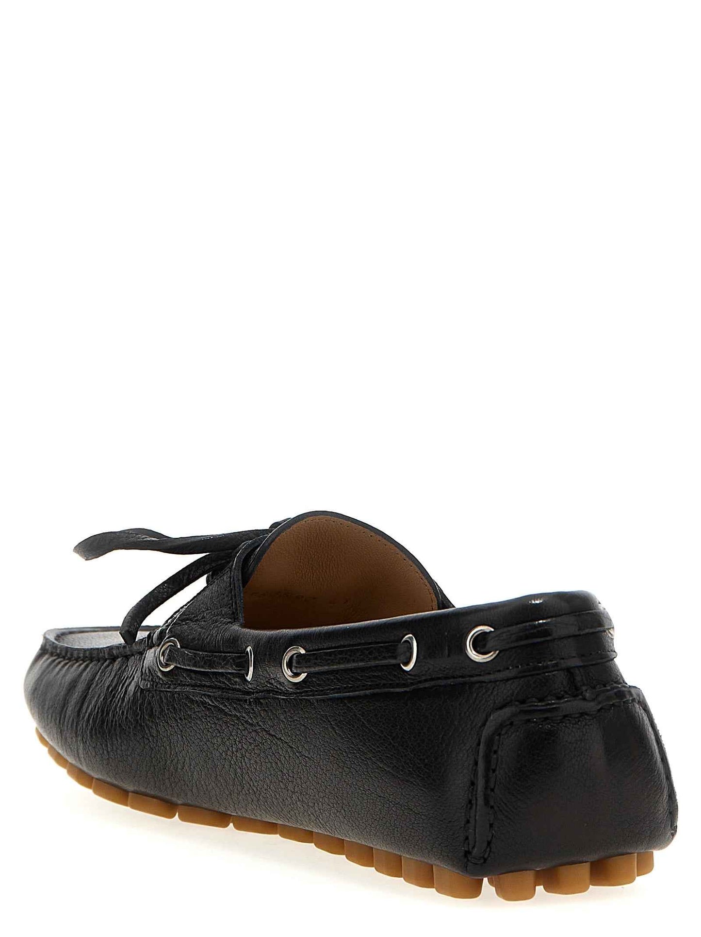 Black Buffalo Leather Slip-On Loafers