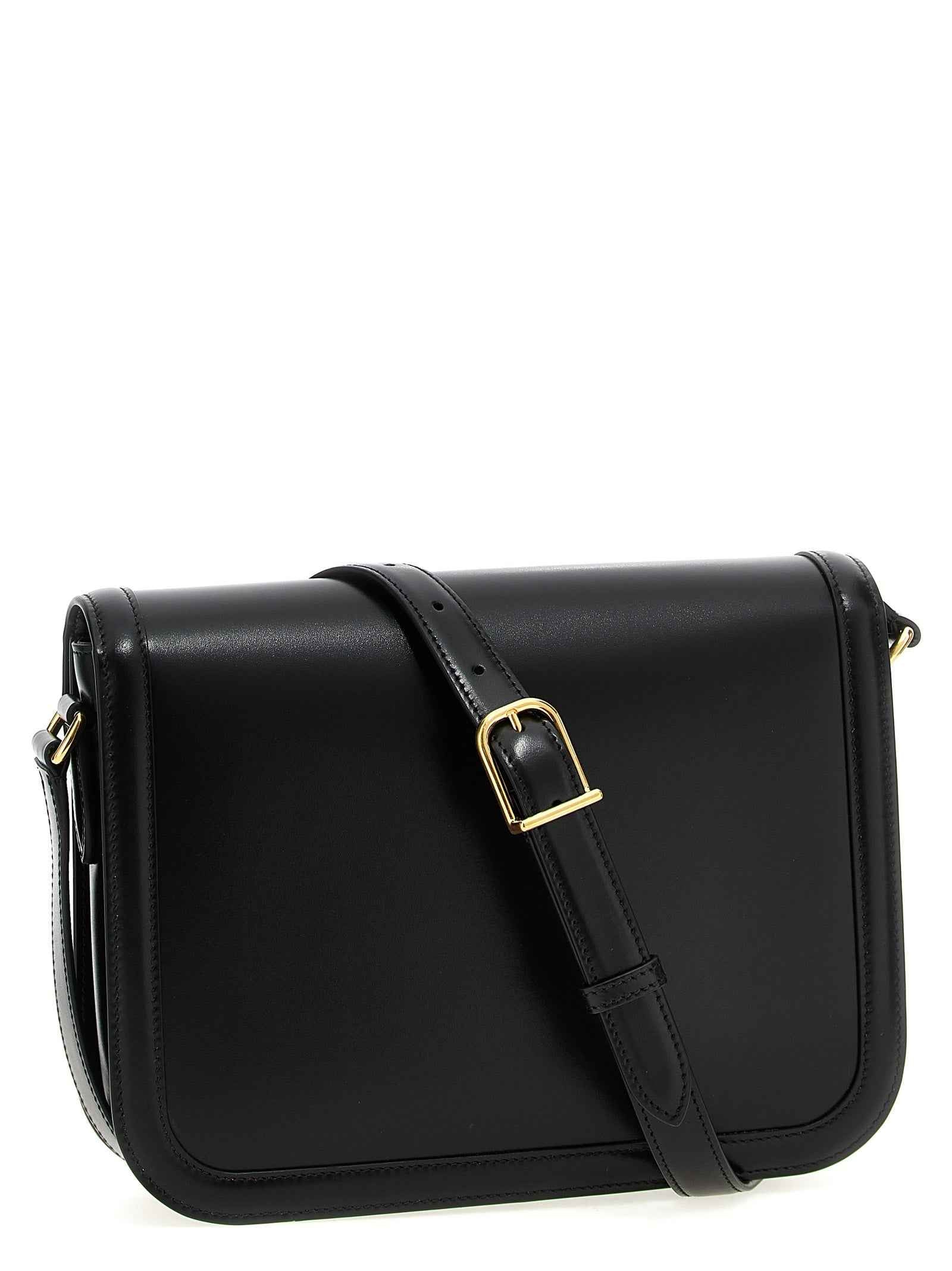 Black Calfskin Shoulder Bag