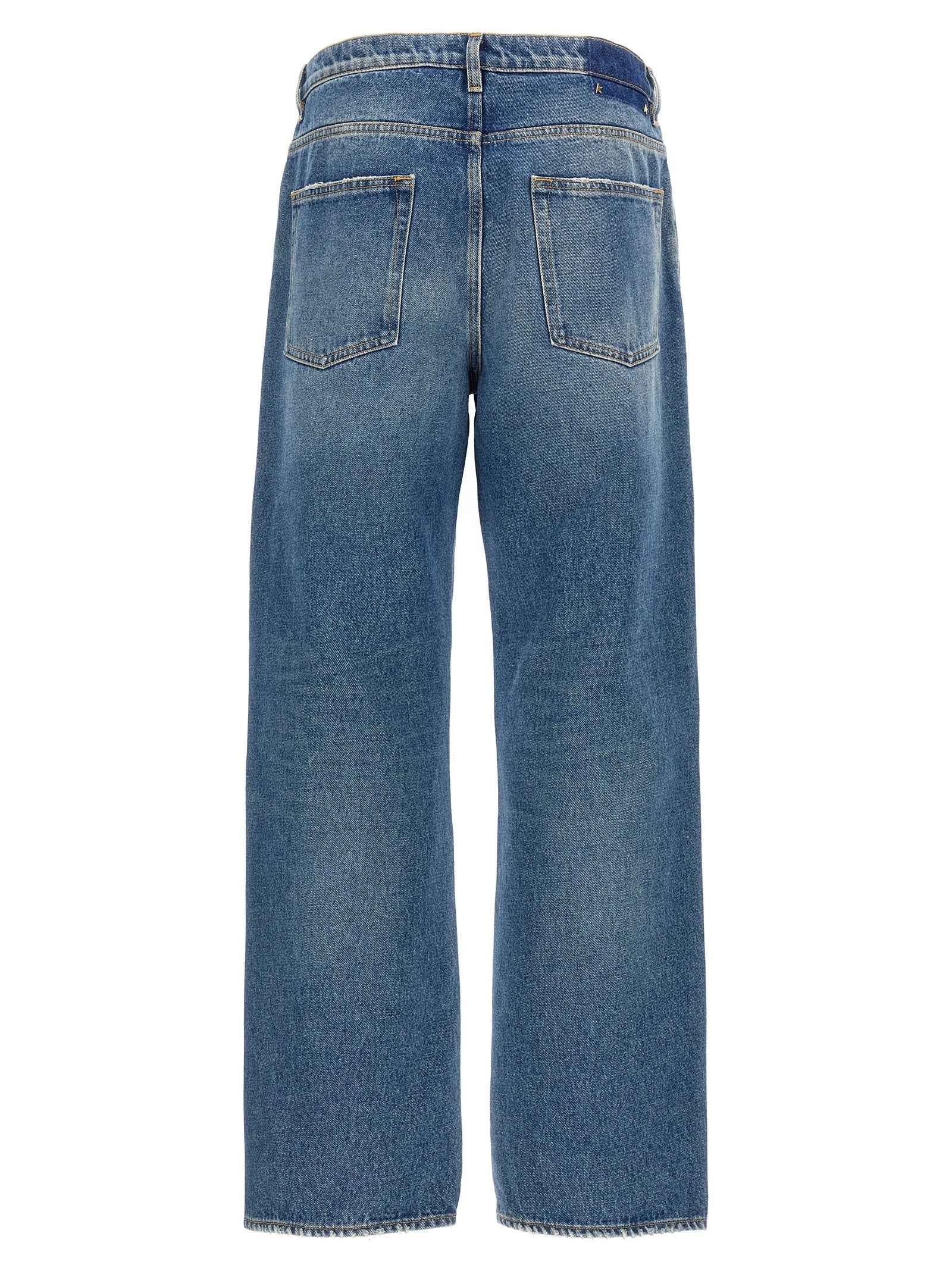 Blue Cotton Straight-Leg Jeans