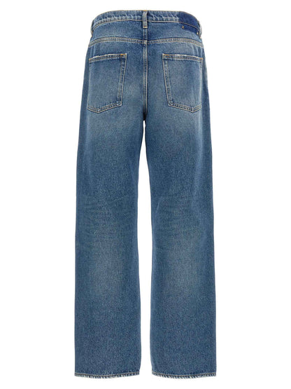 Blue Cotton Straight-Leg Jeans