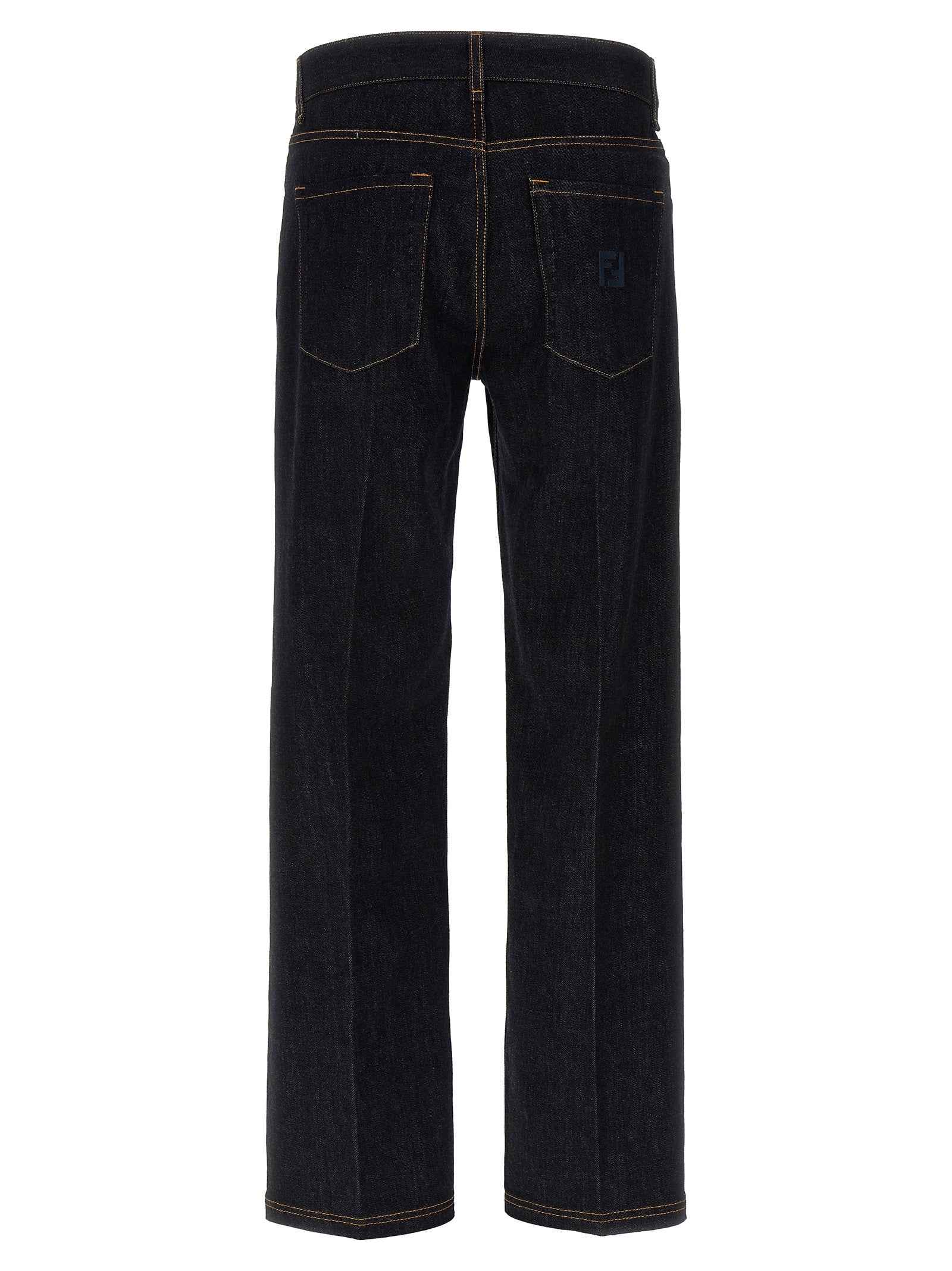 Blue Cotton Straight-Leg Jeans