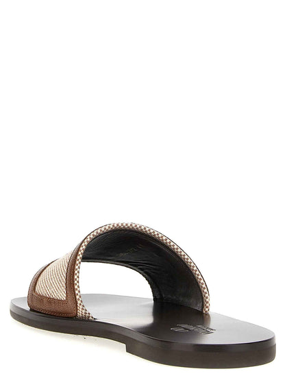 Brown Cotton Slides