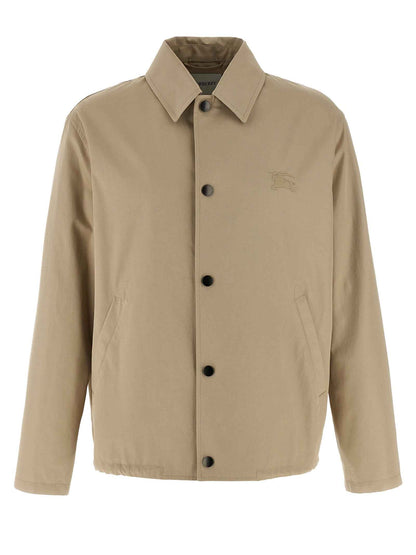 Beige Cotton Full-Length Jacket