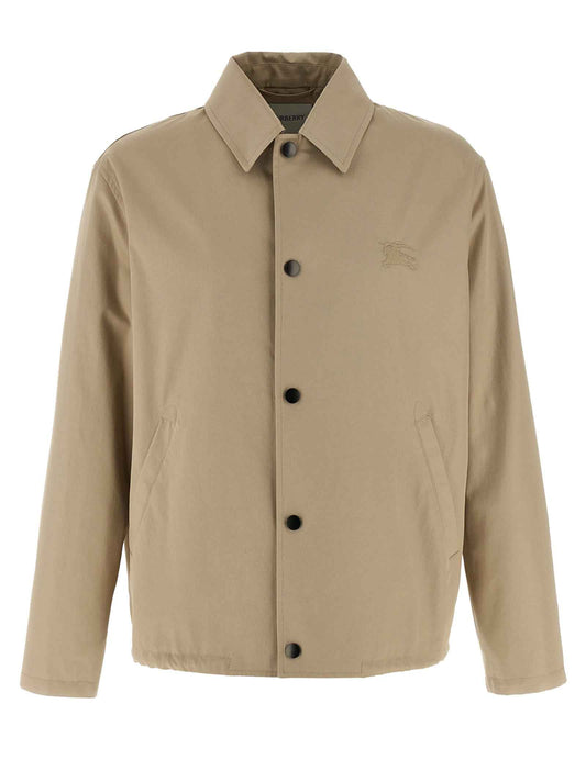 Beige Cotton Full-Length Jacket