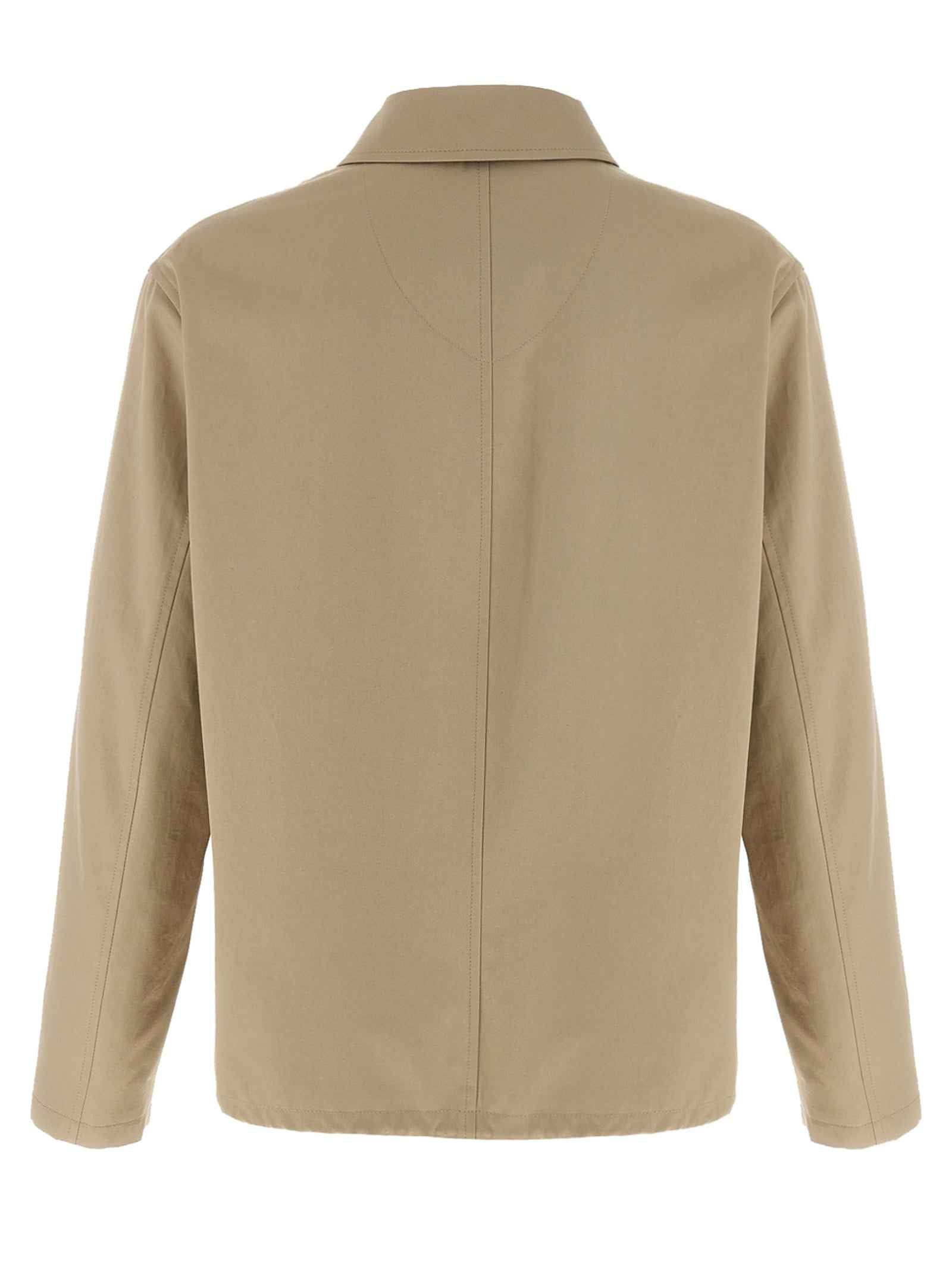Beige Cotton Full-Length Jacket