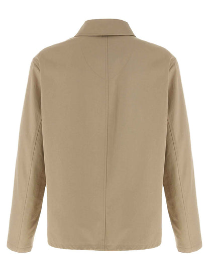 Beige Cotton Full-Length Jacket