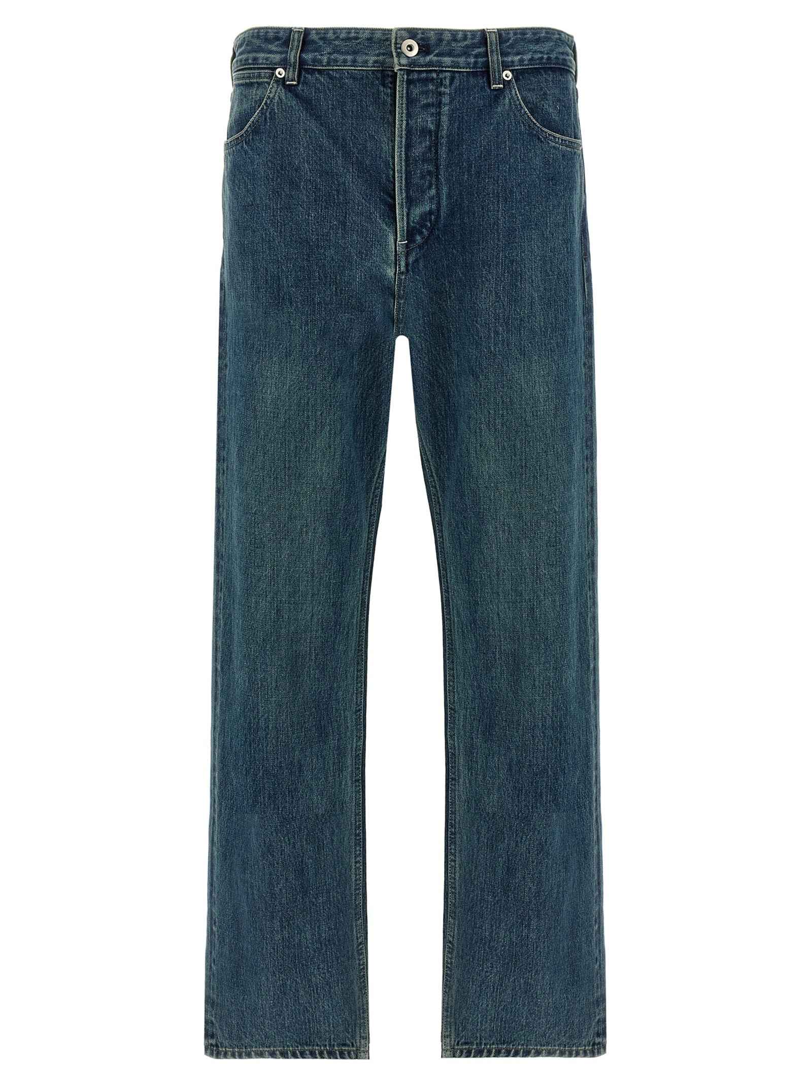 Blue Cotton Straight-Leg Jeans
