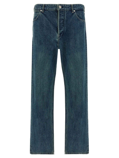 Blue Cotton Straight-Leg Jeans