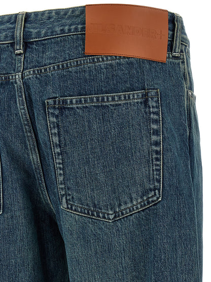 Blue Cotton Straight-Leg Jeans