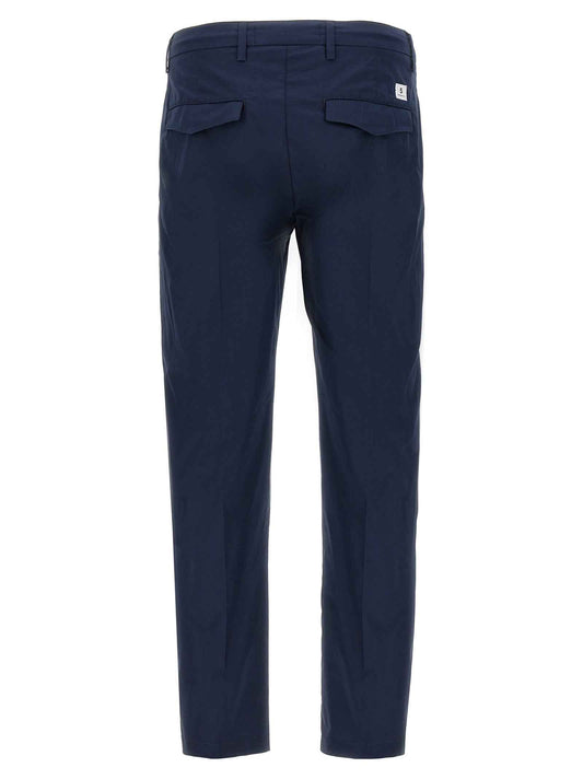 Blue Cotton Cropped Pants