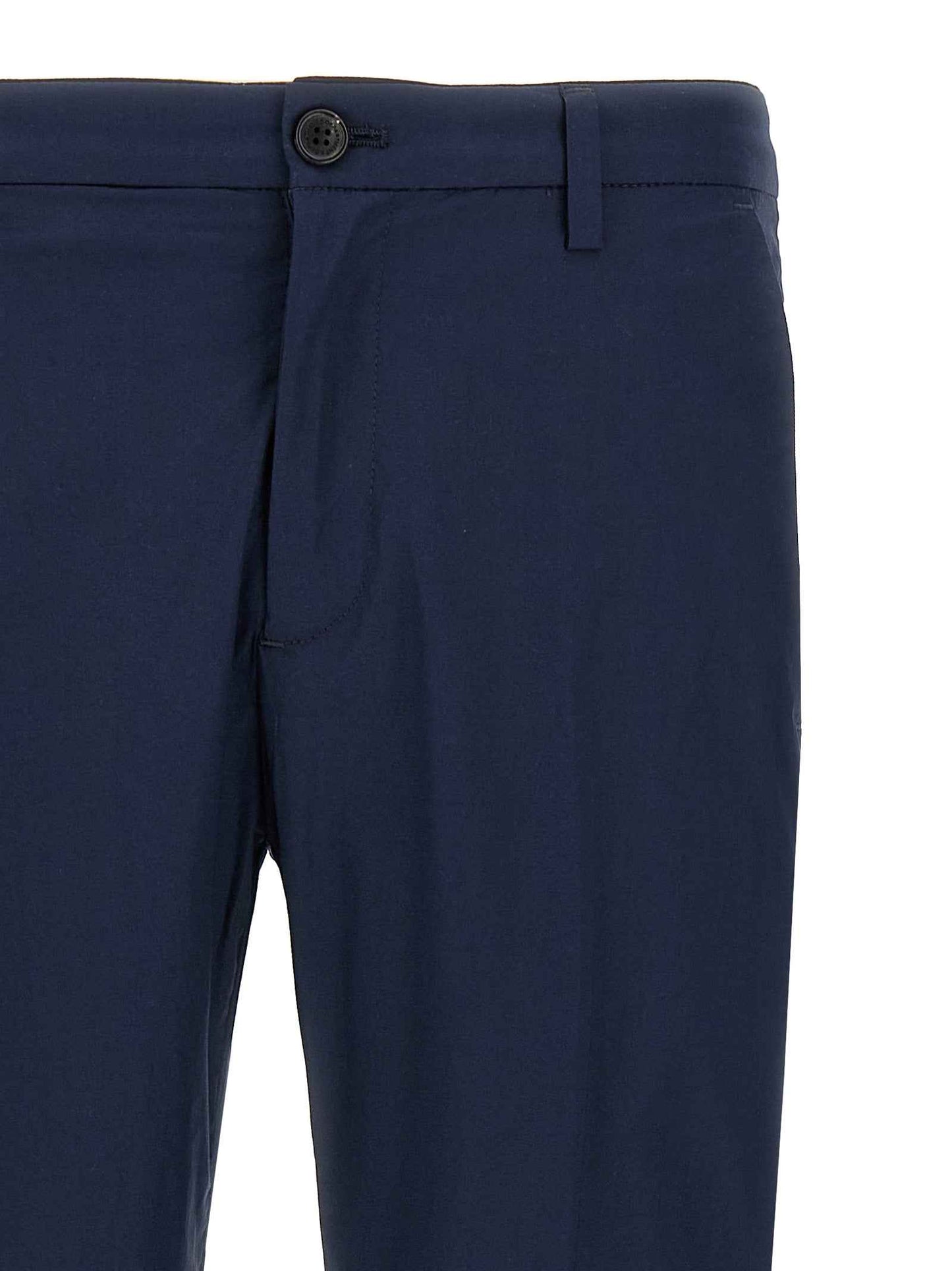 Blue Cotton Cropped Pants