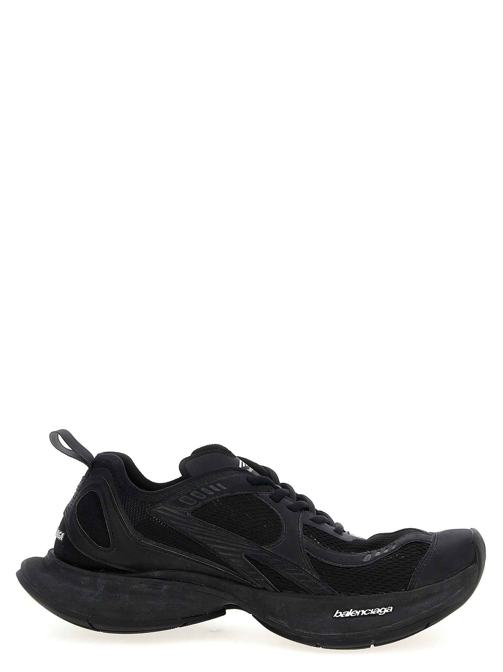 Black Polyester Athletic Sneakers