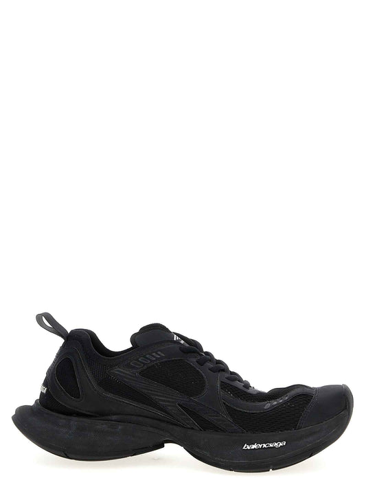 Black Polyester Athletic Sneakers