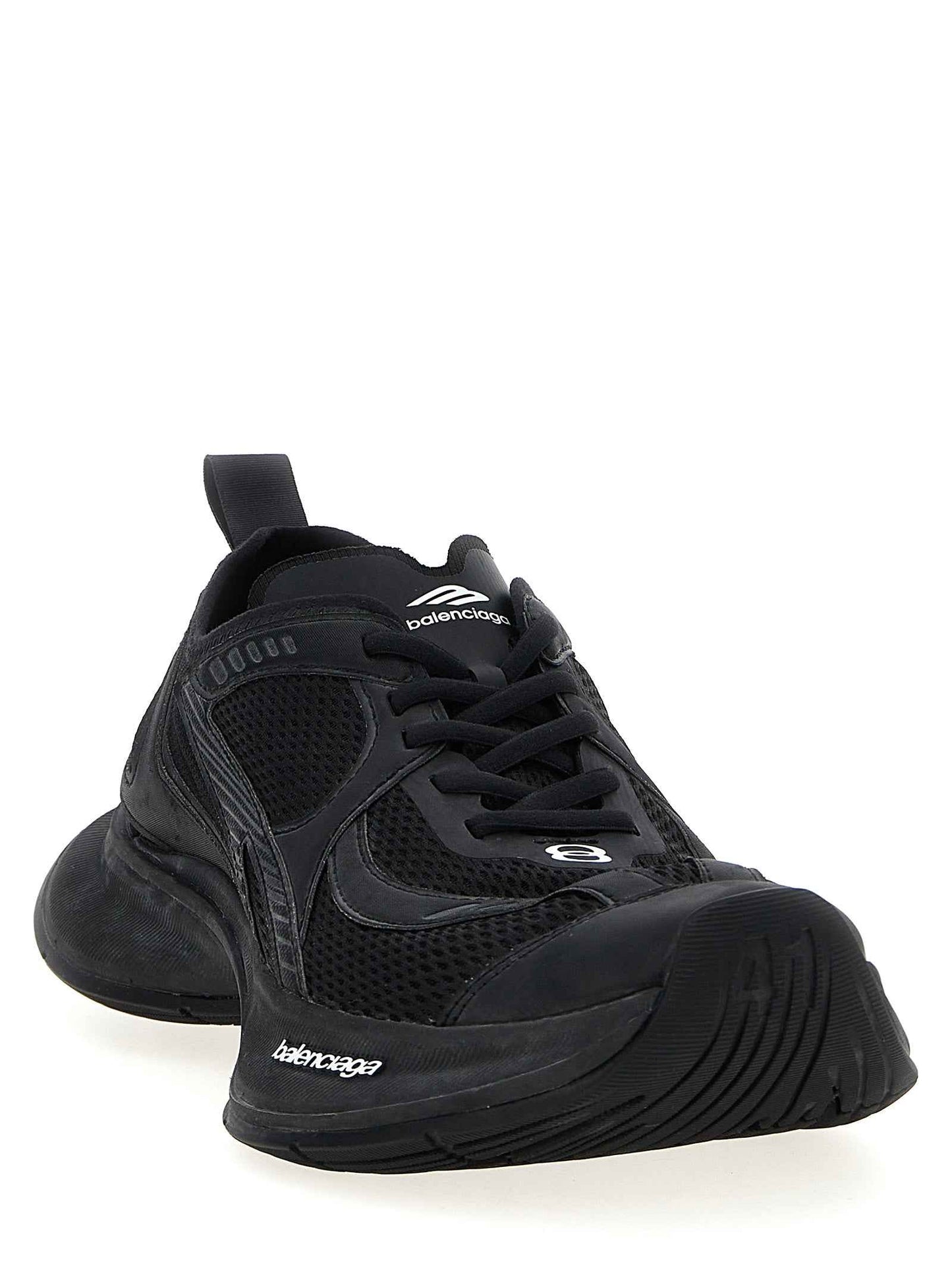 Black Polyester Athletic Sneakers