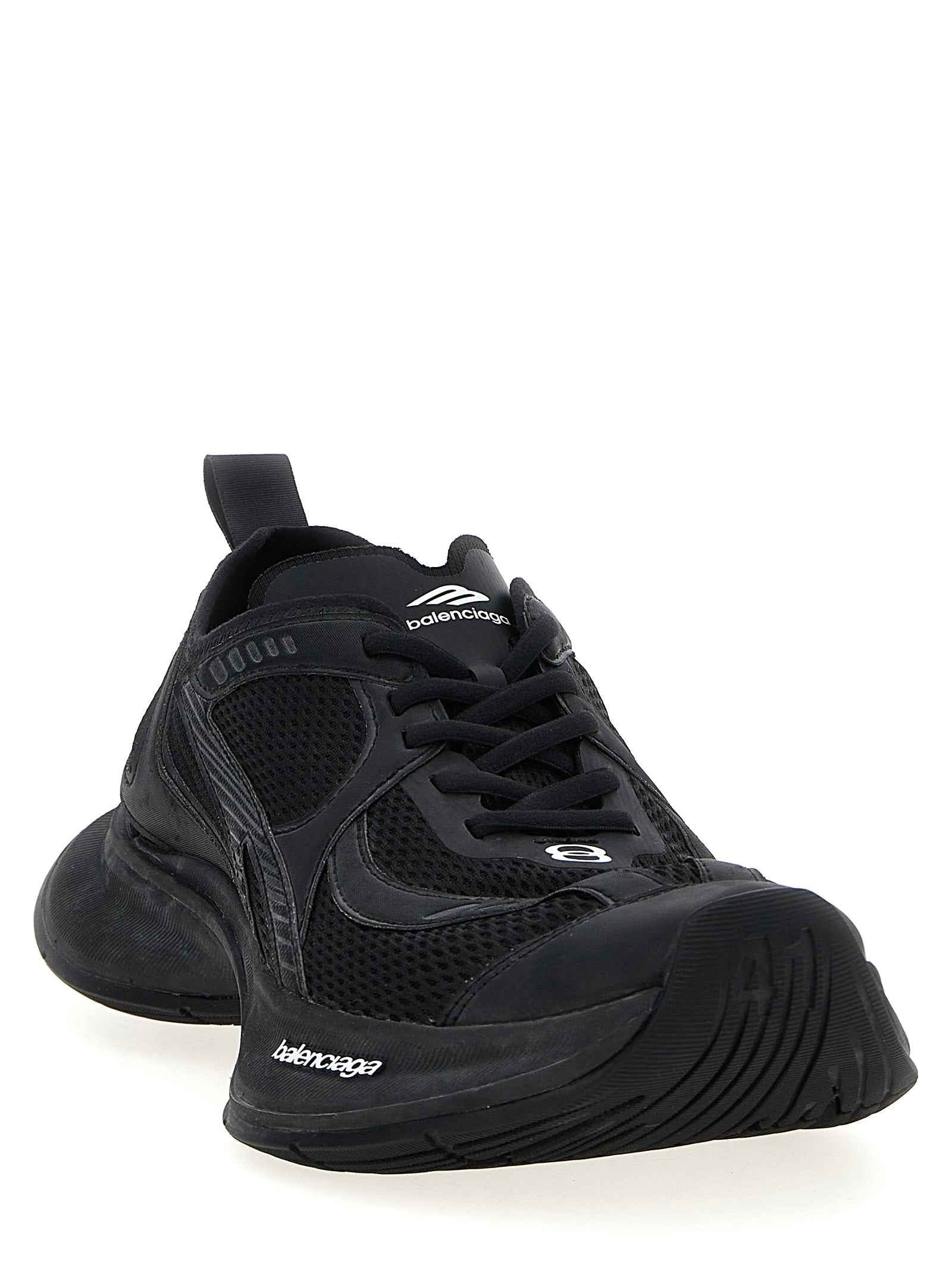 Black Polyester Athletic Sneakers
