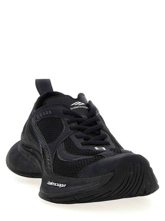 Black Polyester Athletic Sneakers