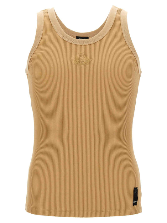 Beige Polyamide Tank Tops