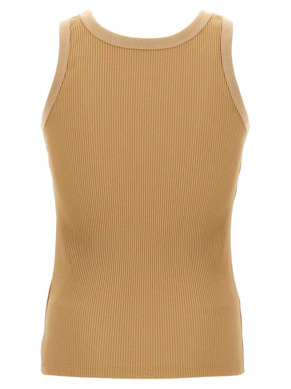 Beige Polyamide Tank Tops