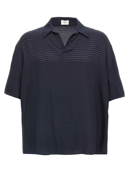 Blue Silk Polo Shirt