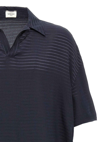 Blue Silk Polo Shirt