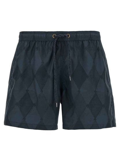 Blue Polyester Swim Shorts