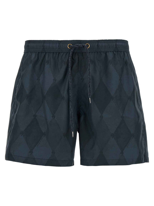 Blue Polyester Swim Shorts