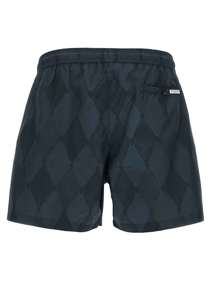 Blue Polyester Swim Shorts