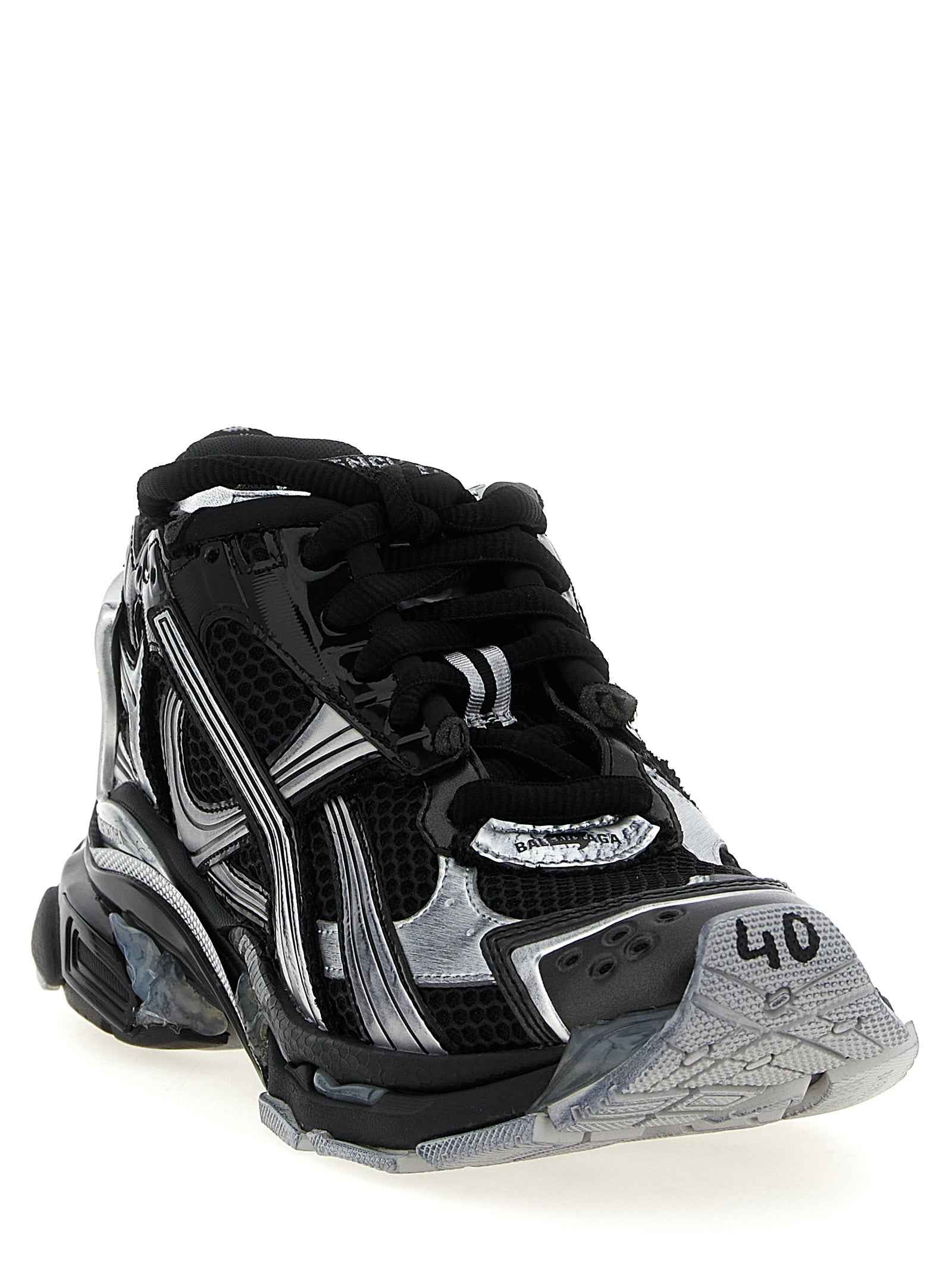 Black Polyethylene Athletic Sneakers