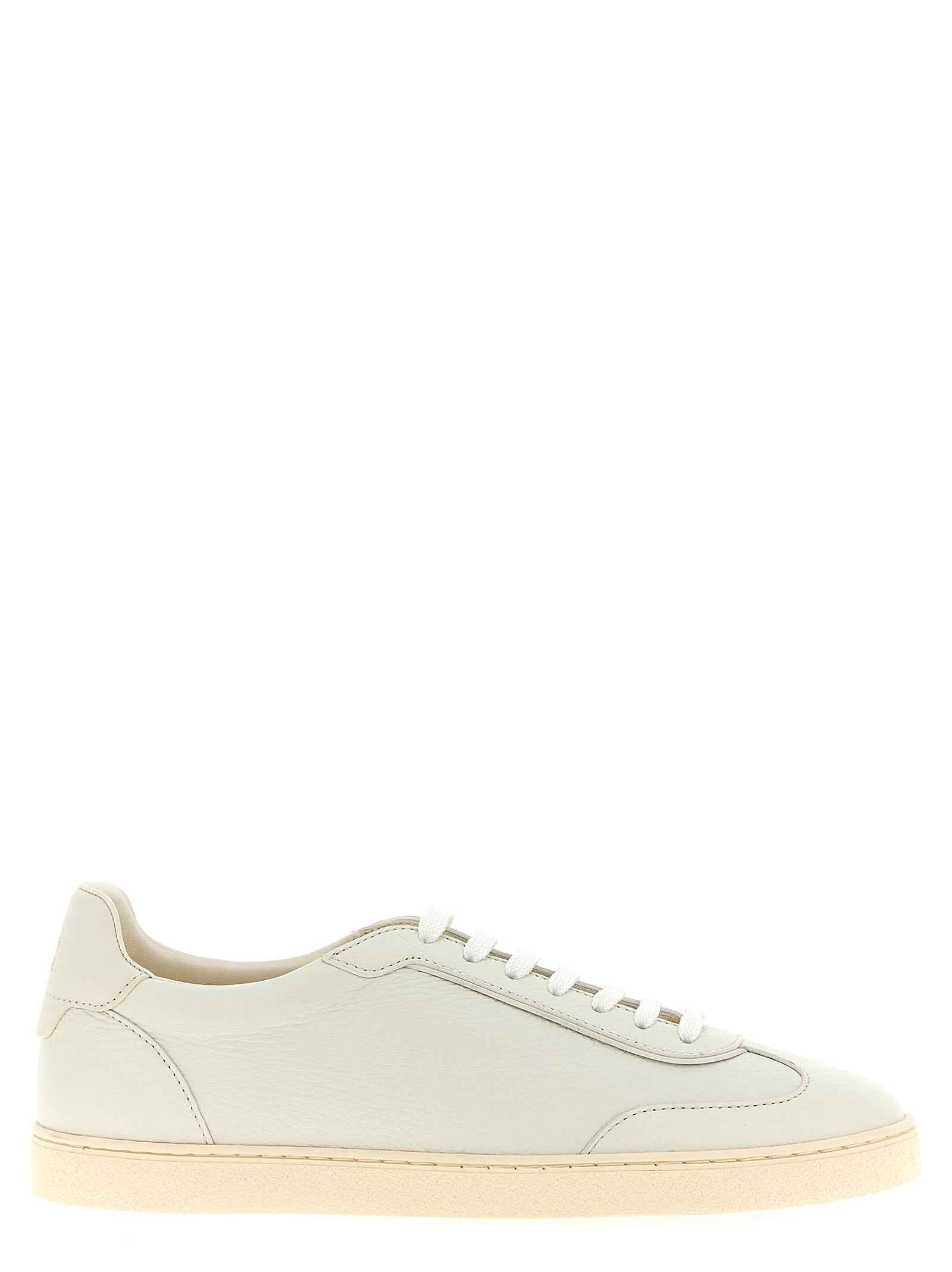 White Goatskin Low Top Sneakers