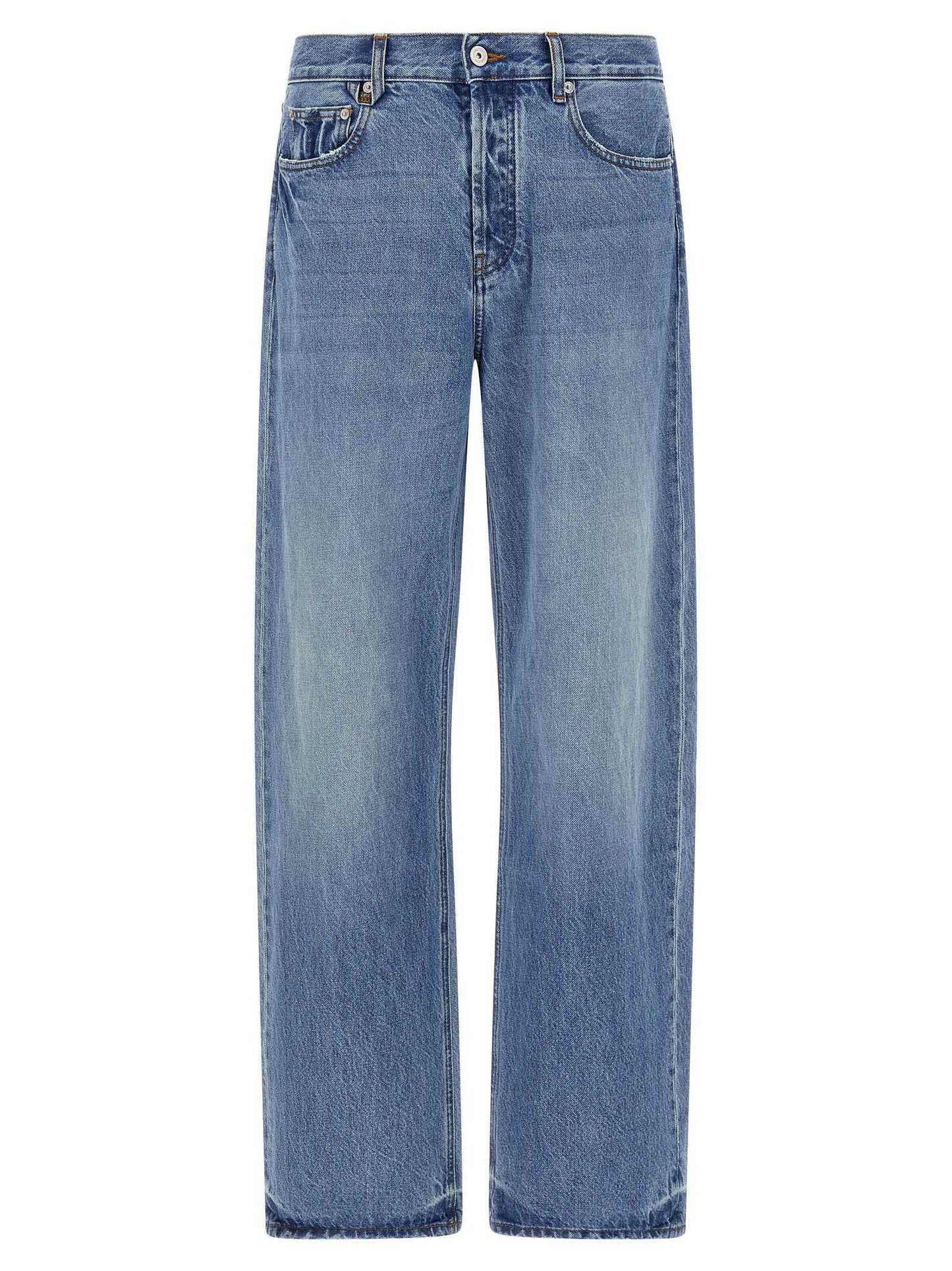 Blue Cotton Straight-Leg Jeans