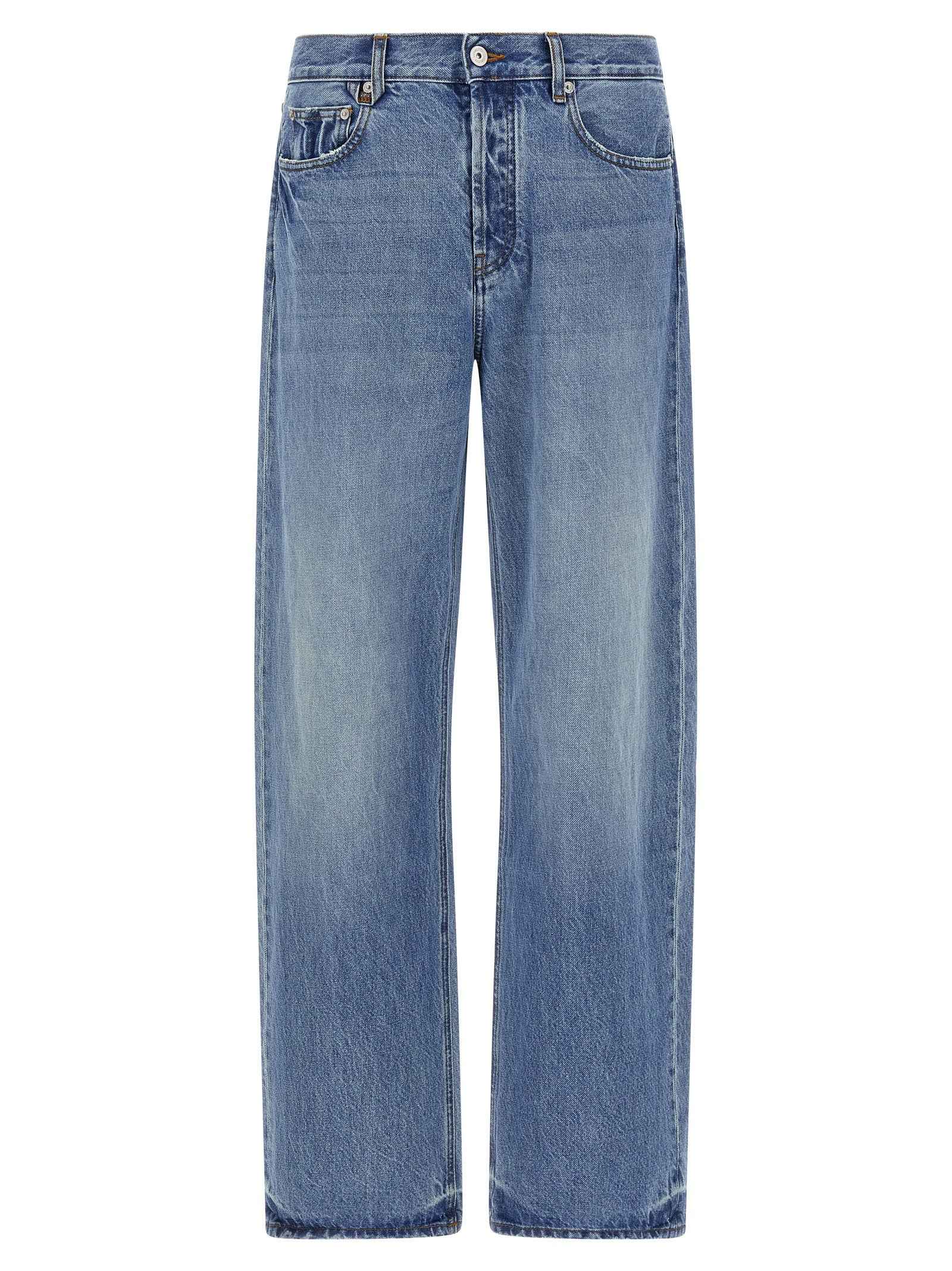 Blue Cotton Straight-Leg Jeans