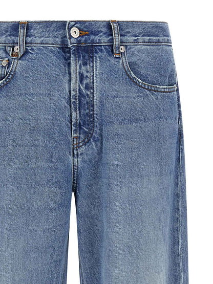 Blue Cotton Straight-Leg Jeans