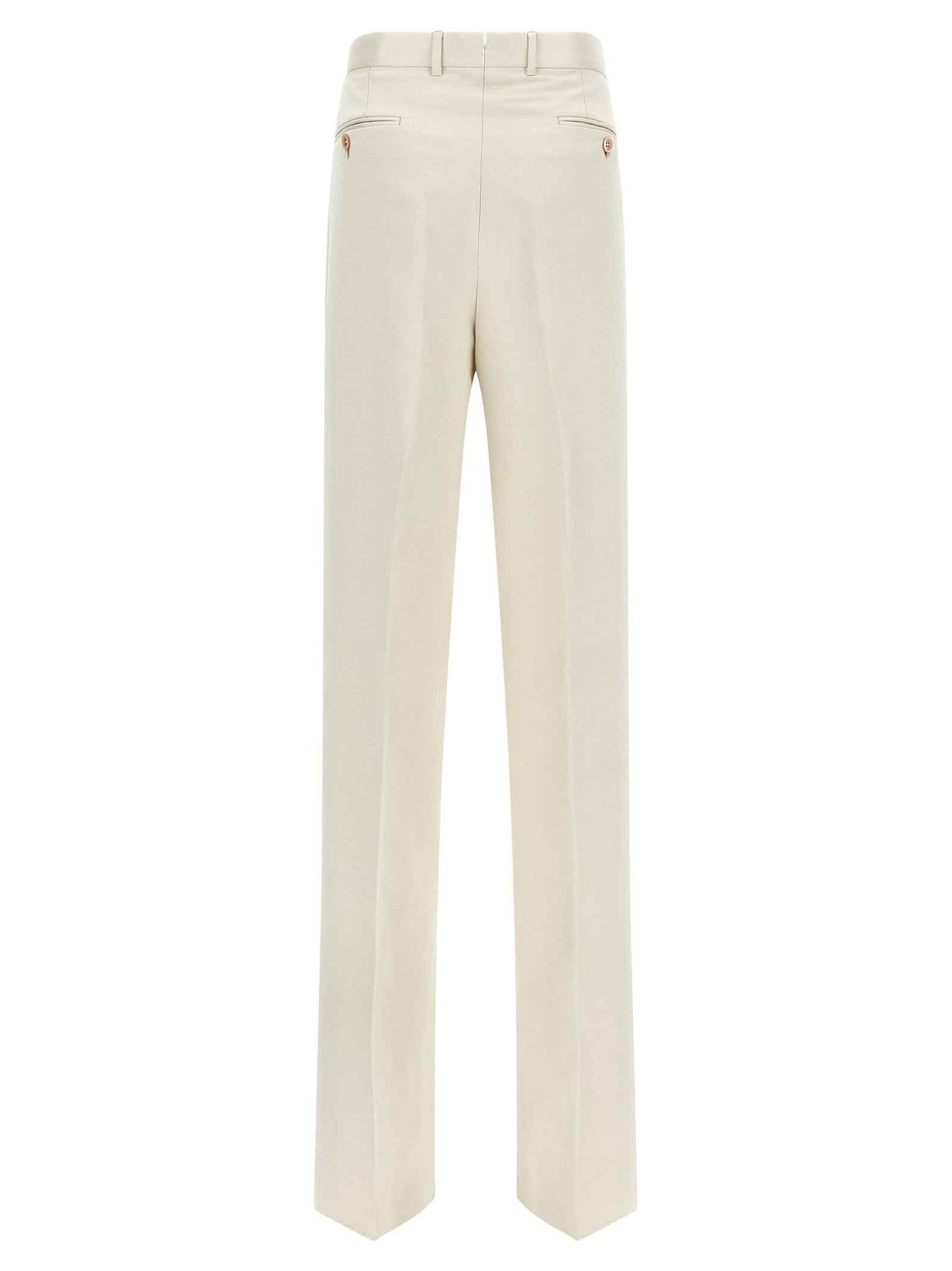 Beige Cotton Casual Pants
