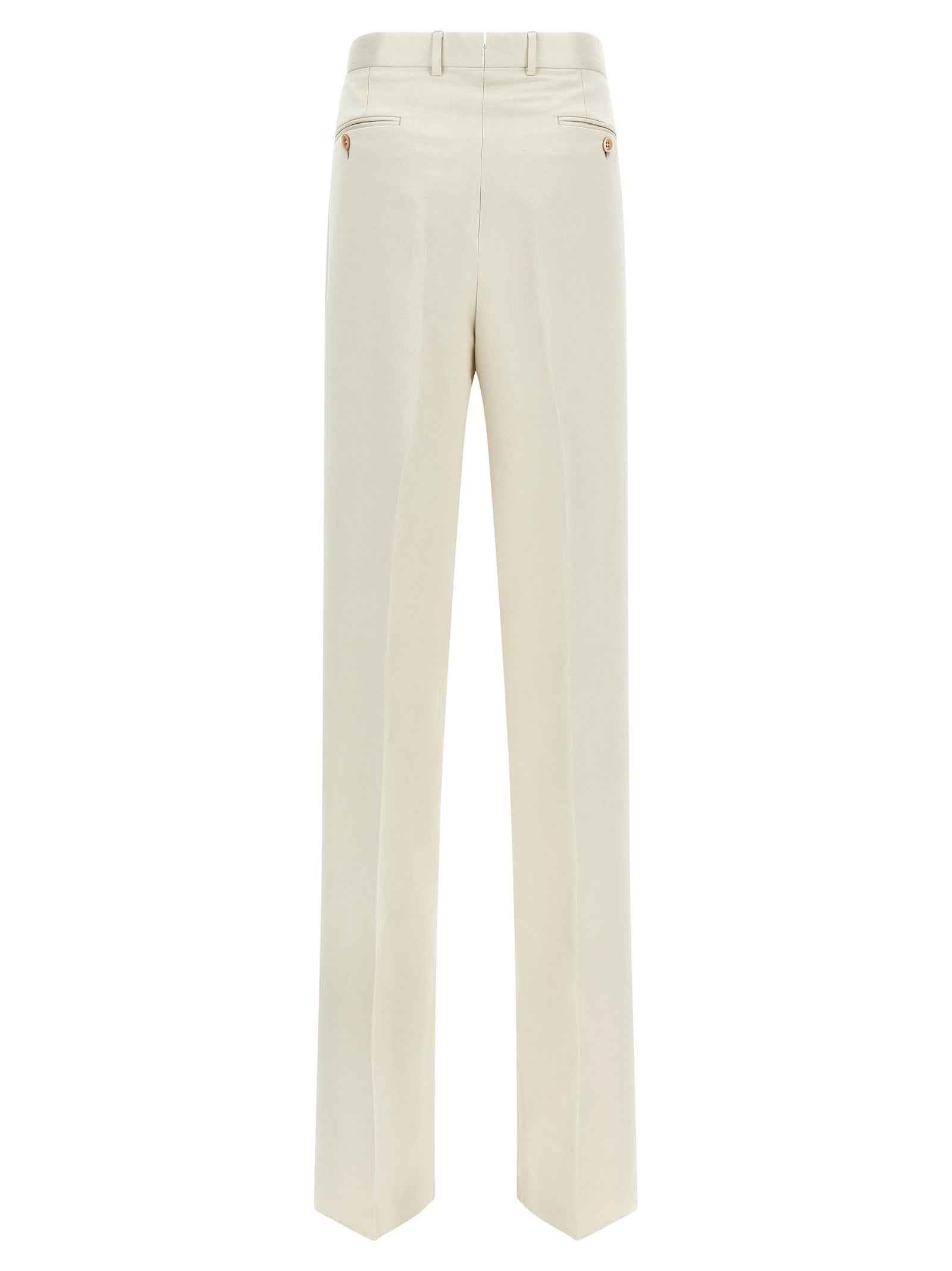 Beige Cotton Casual Pants