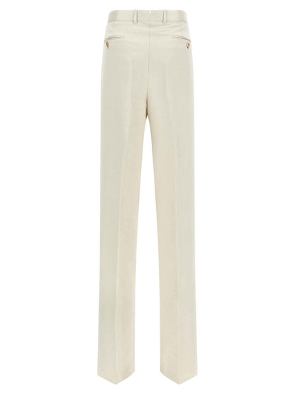 Beige Cotton Casual Pants