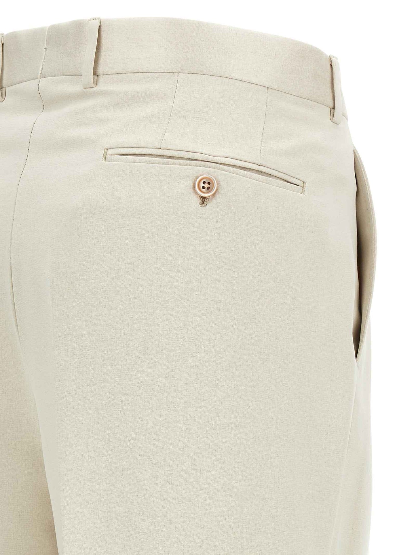 Beige Cotton Casual Pants