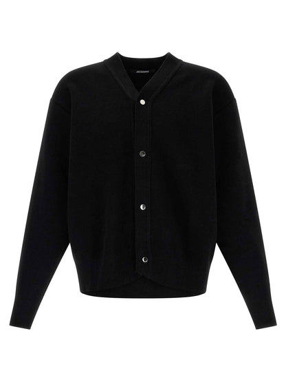 Black Merino Wool Cardigan