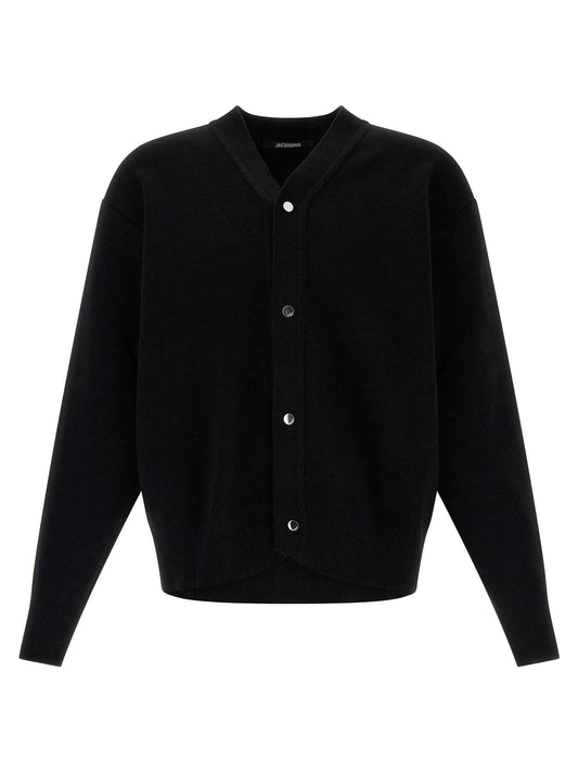 Black Merino Wool Cardigan