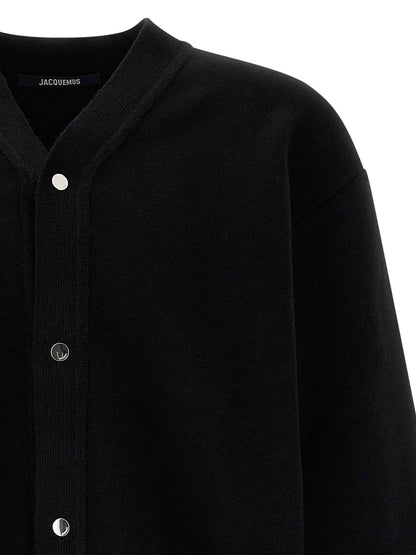 Black Merino Wool Cardigan