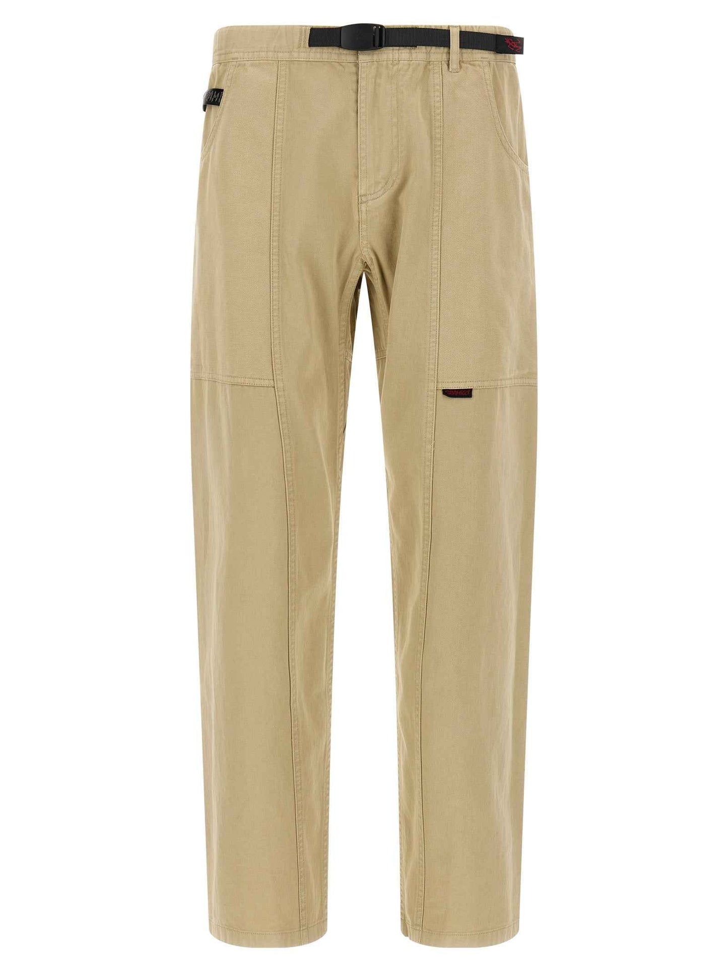 Beige Cotton Casual Pants