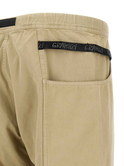 Beige Cotton Casual Pants