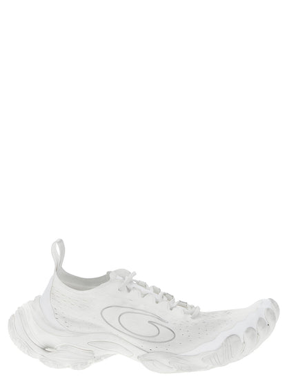 White Polyester Athletic Sneakers